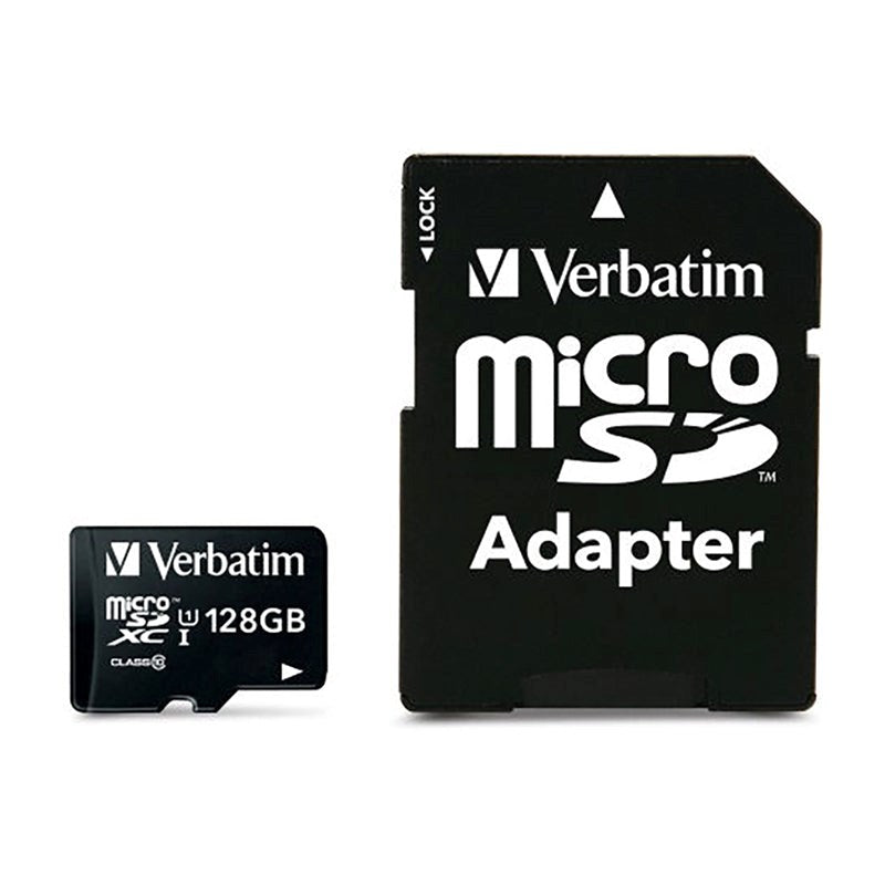 Verbatim Premium microSDXC Klasse 10 minnekort m. 128 GB og kameraadapter