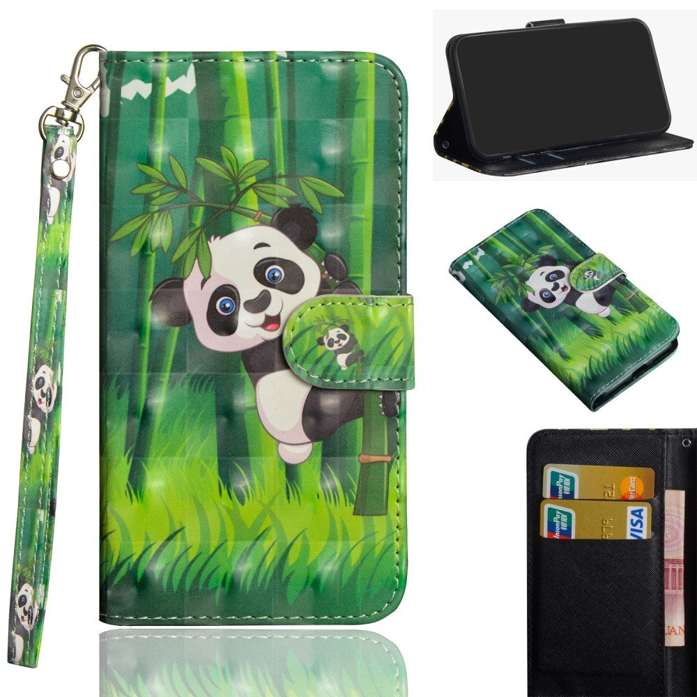 EIDERWOOD iPhone XR Leather Flip Cover m. Lommebok og stropp - Panda
