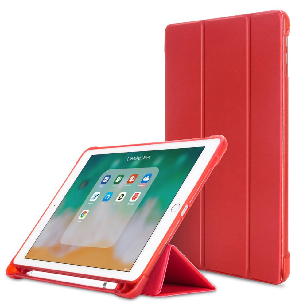 iPad 9.7 (2018-2017) / iPad Air / iPad Air 2 Tri-Fold Flip Cover m. Fleksibel rygg - Rød