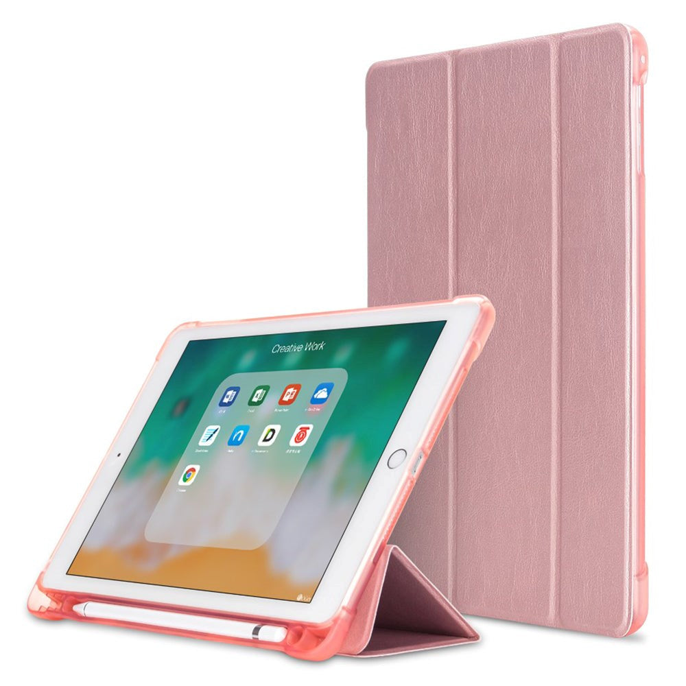 iPad 9.7 (2018-2017) / iPad Air / iPad Air 2 Tri-Fold Flip Cover m. Fleksibel rygg - Rose gull