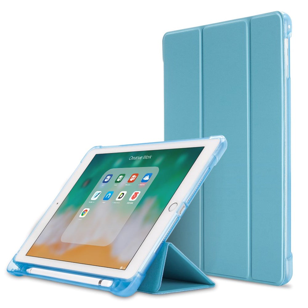 iPad 9.7 (2018-2017) / iPad Air / iPad Air 2 Tri-Fold Flip Cover m. Fleksibel rygg - blå