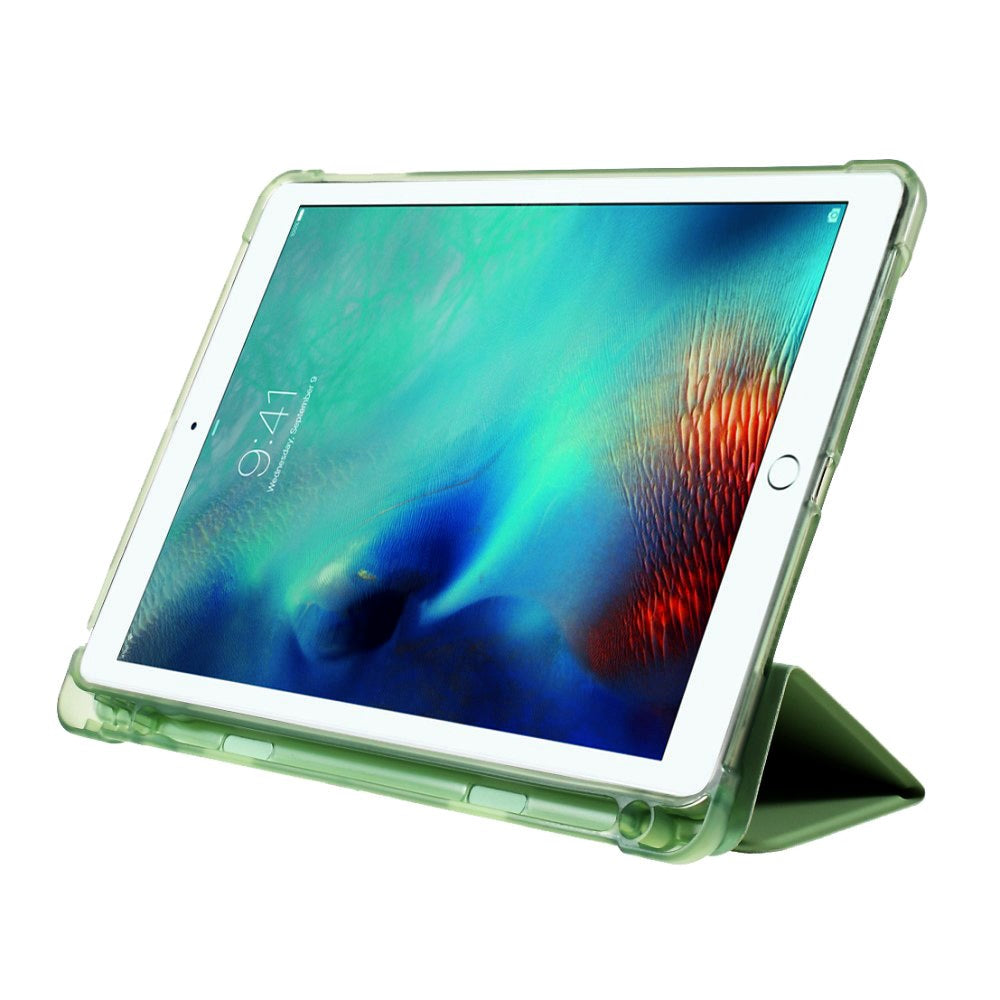 iPad 9.7 (2018-2017) / iPad Air / iPad Air 2 Tri-Fold Flip Cover m. Fleksibel rygg - Grønn