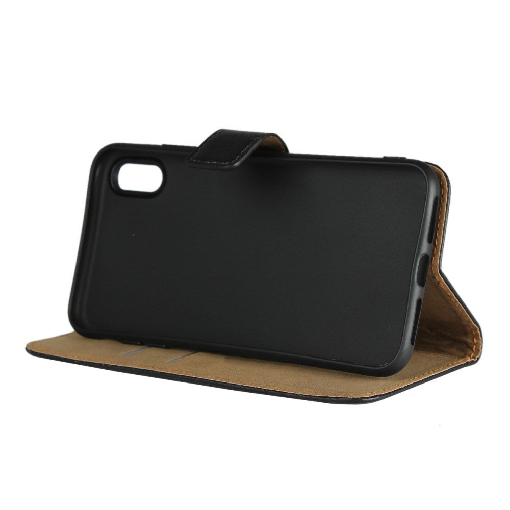 EIDERWOOD iPhone XS Max Leather Flip Cover m. Lommebok og stativfunksjon - svart