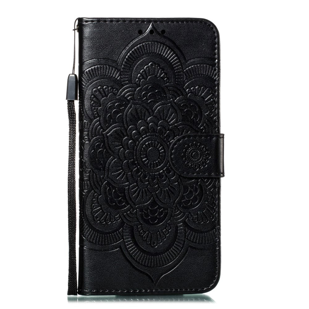 Apple iPhone 11 Leather Flip Cover - Mandala Mønster Svart