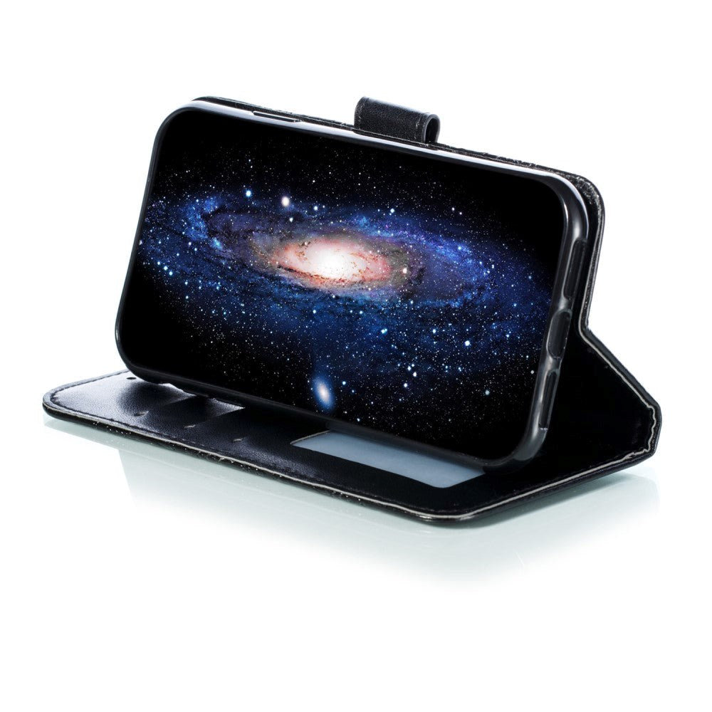 Apple iPhone 11 Leather Flip Cover - Mandala Mønster Svart