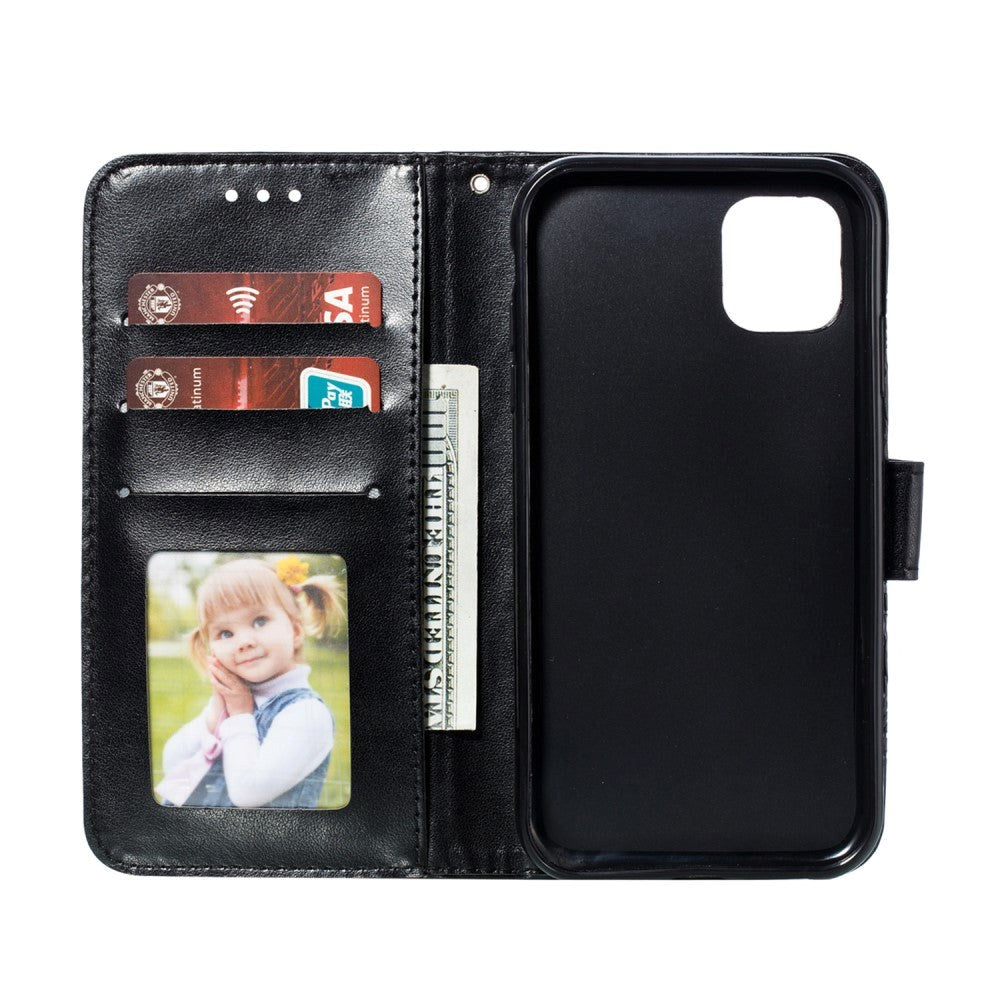 Apple iPhone 11 Leather Flip Cover - Mandala Mønster Svart