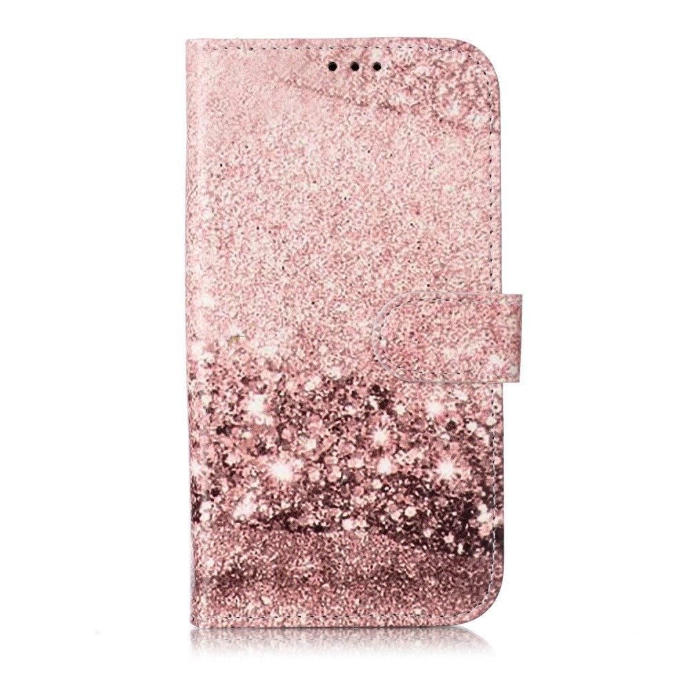 iPhone 11 Leather Flip Cover m. Lommebok og trykk - Rose gull