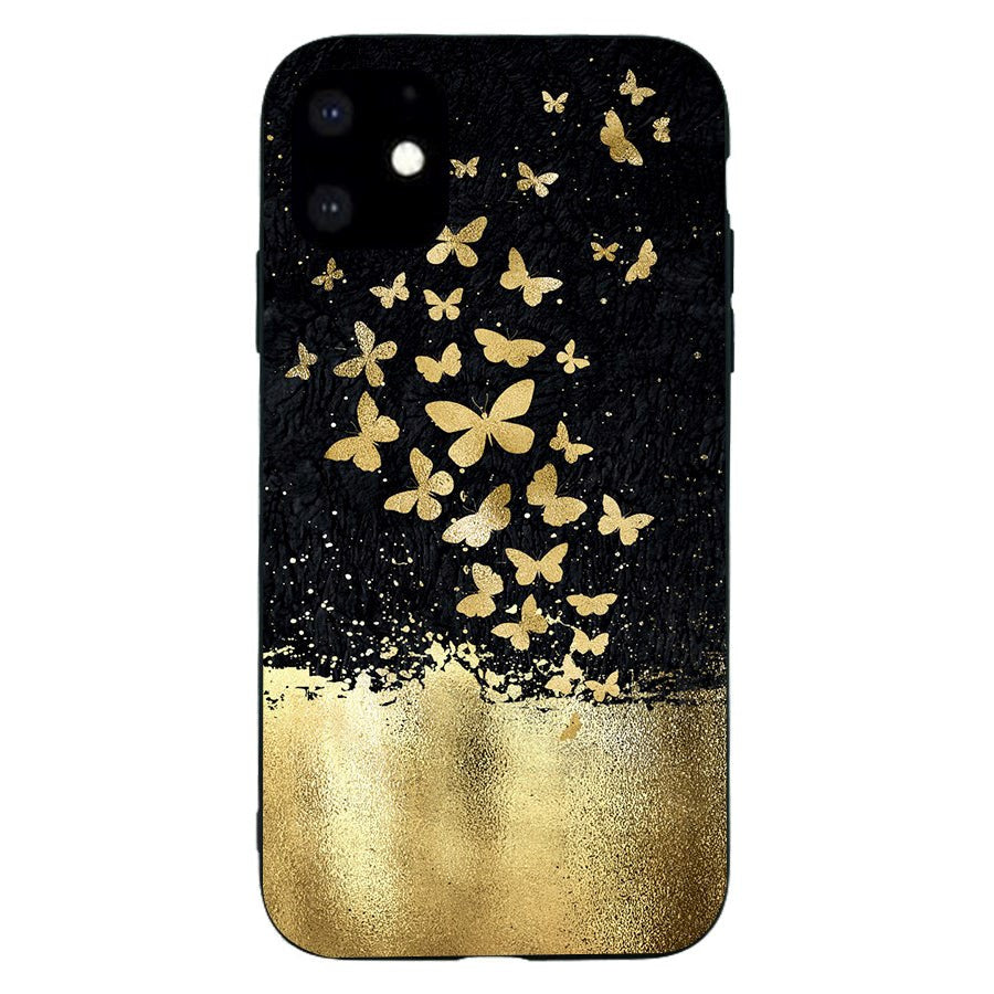 iPhone 11 Fleksibelt Plastik Cover - Guld Sommerfugle