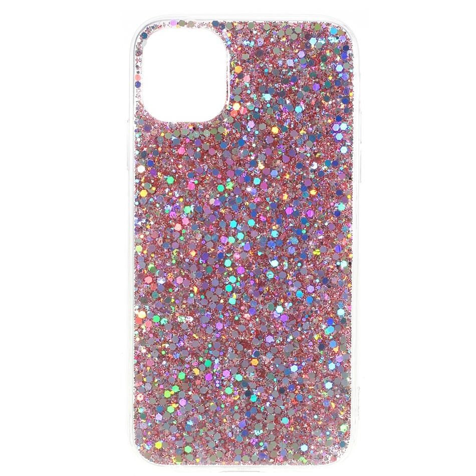 iPhone 11 glitterdeksel i rosa gull