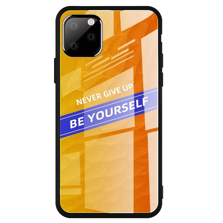 iPhone 11 Pro deksel m. Glassbakside - Vær deg selv - Oransje