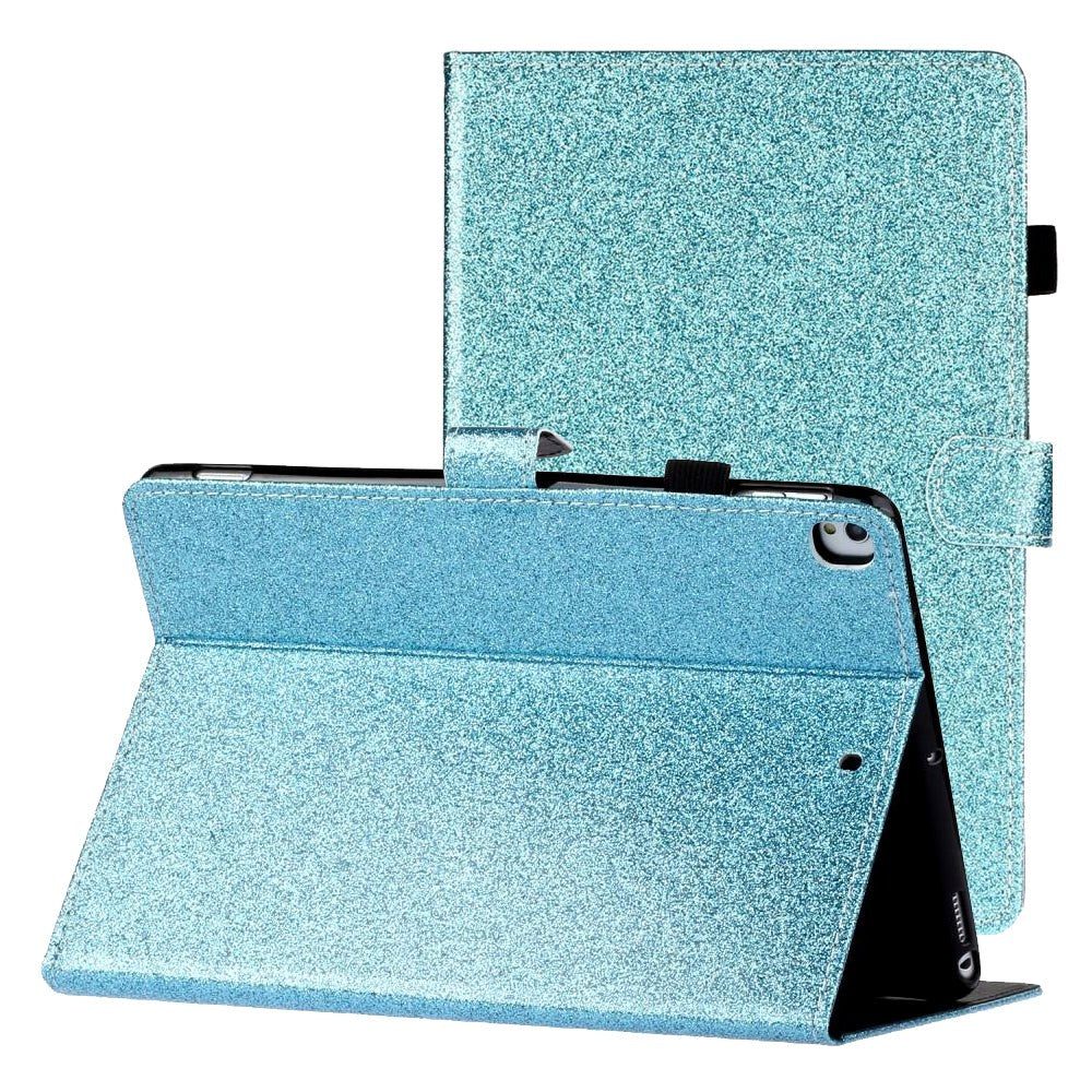 iPad 10,2" (2021 / 2020 / 2019) Glitterdeksel med Flip Stand & Kortholder - Glitter Blue