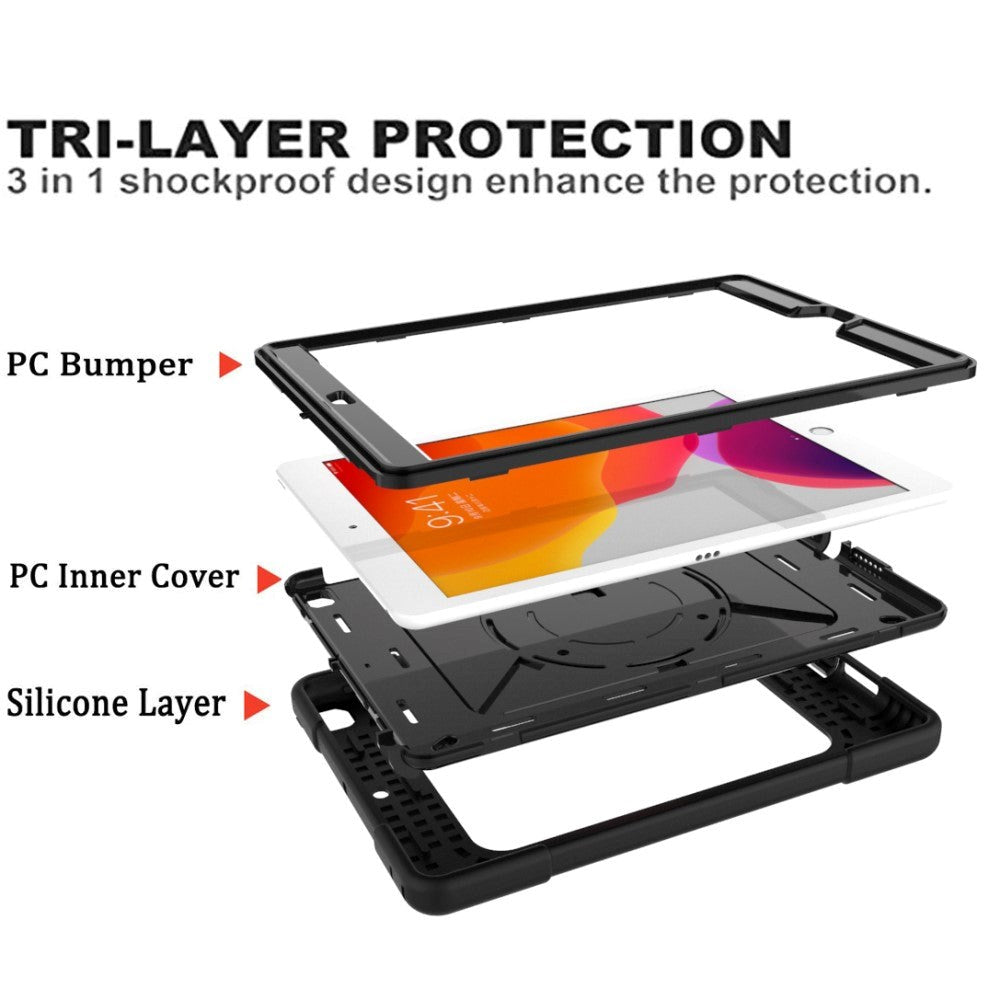 iPad 10,2" (2021 / 2020 / 2019) Craftsman Cover med håndholder og skulderstropp - svart