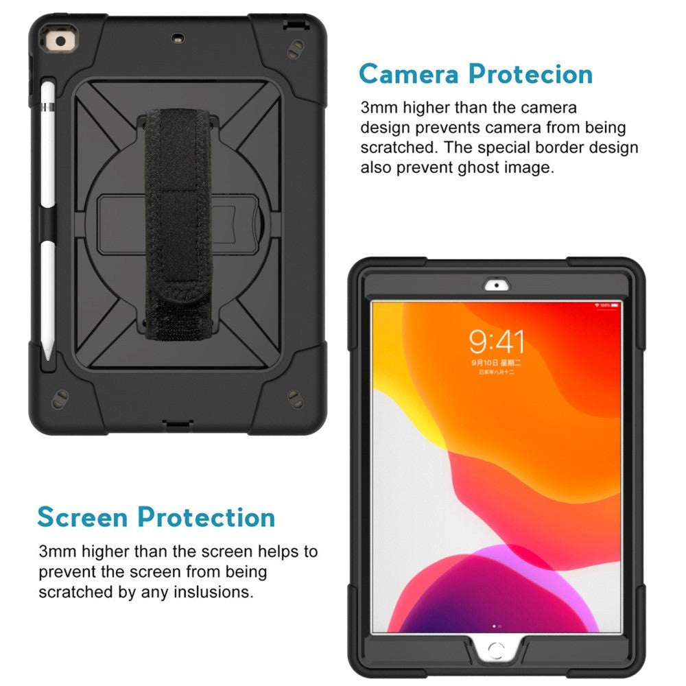 iPad 10,2" (2021 / 2020 / 2019) Craftsman Cover med håndholder og skulderstropp - svart