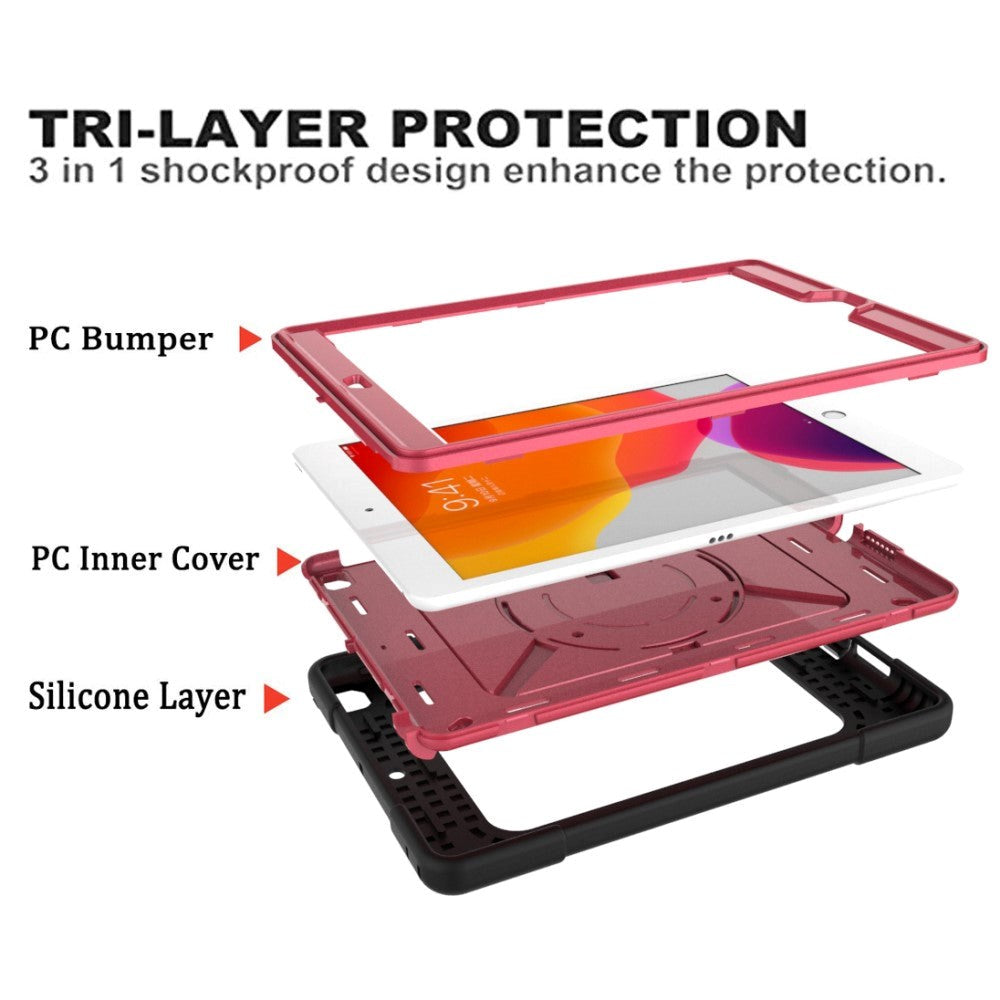 iPad 10,2" (2021 / 2020 / 2019) Craftsman Cover med håndholder og skulderstropp - svart / rosa