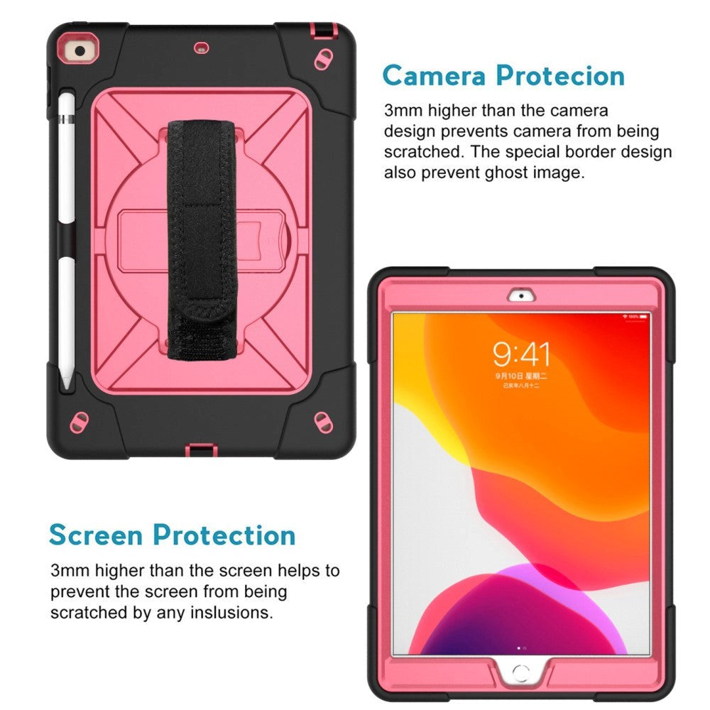 iPad 10,2" (2021 / 2020 / 2019) Craftsman Cover med håndholder og skulderstropp - svart / rosa