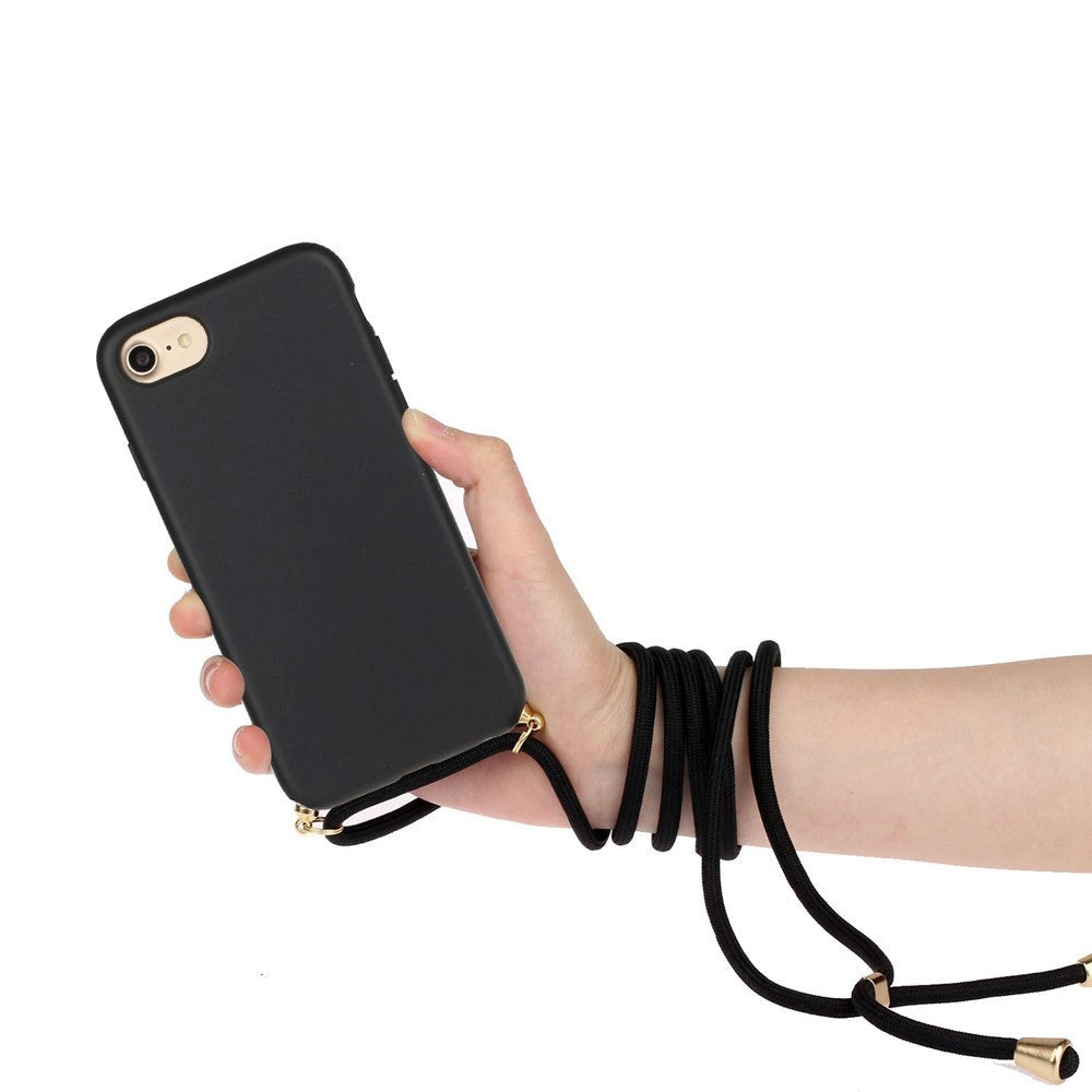 iPhone SE (2022/2020) / 8/7 Bakdeksel m. Justerbar stropp - Korndetaljer - Svart