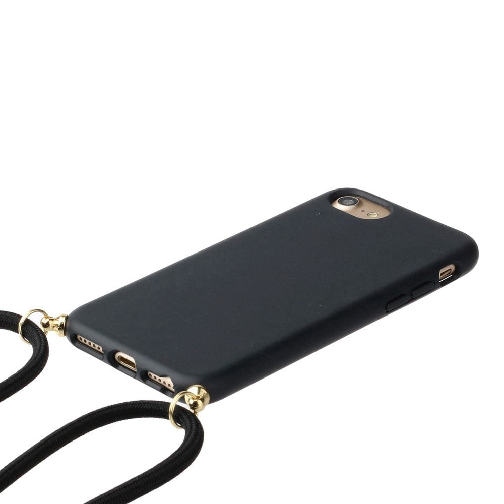iPhone SE (2022/2020) / 8/7 Bakdeksel m. Justerbar stropp - Korndetaljer - Svart