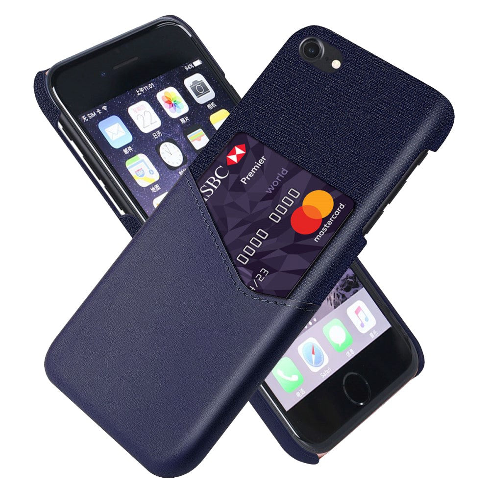 iPhone SE (2022/2020) / 8/7 Bakdeksel i lær og tekstil m. Kortlomme - Blå