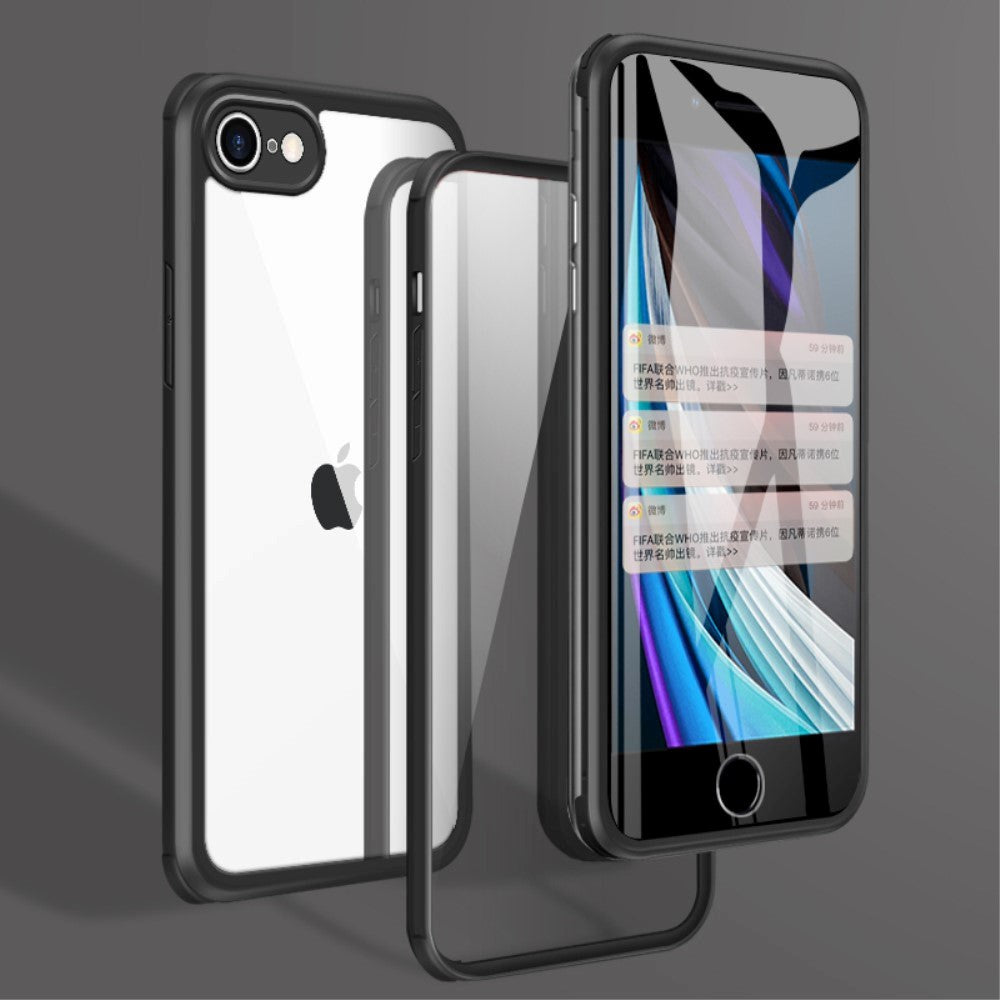 iPhone SE (2022/2020) / 8/7 plastdeksel m. Innebygd skjermbeskytter - Svart