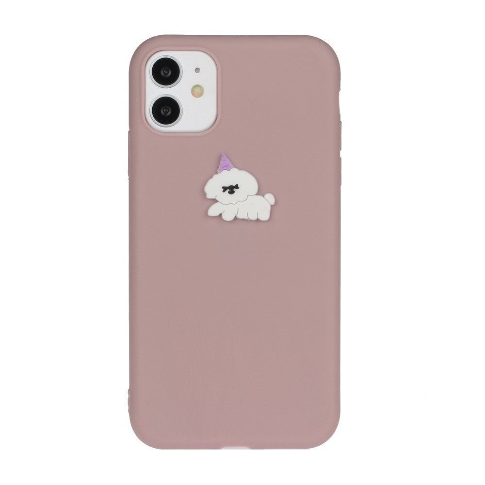 EIDERWOOD iPhone 11 Silikondeksel - Dekorativ figur - Rosa / Hund