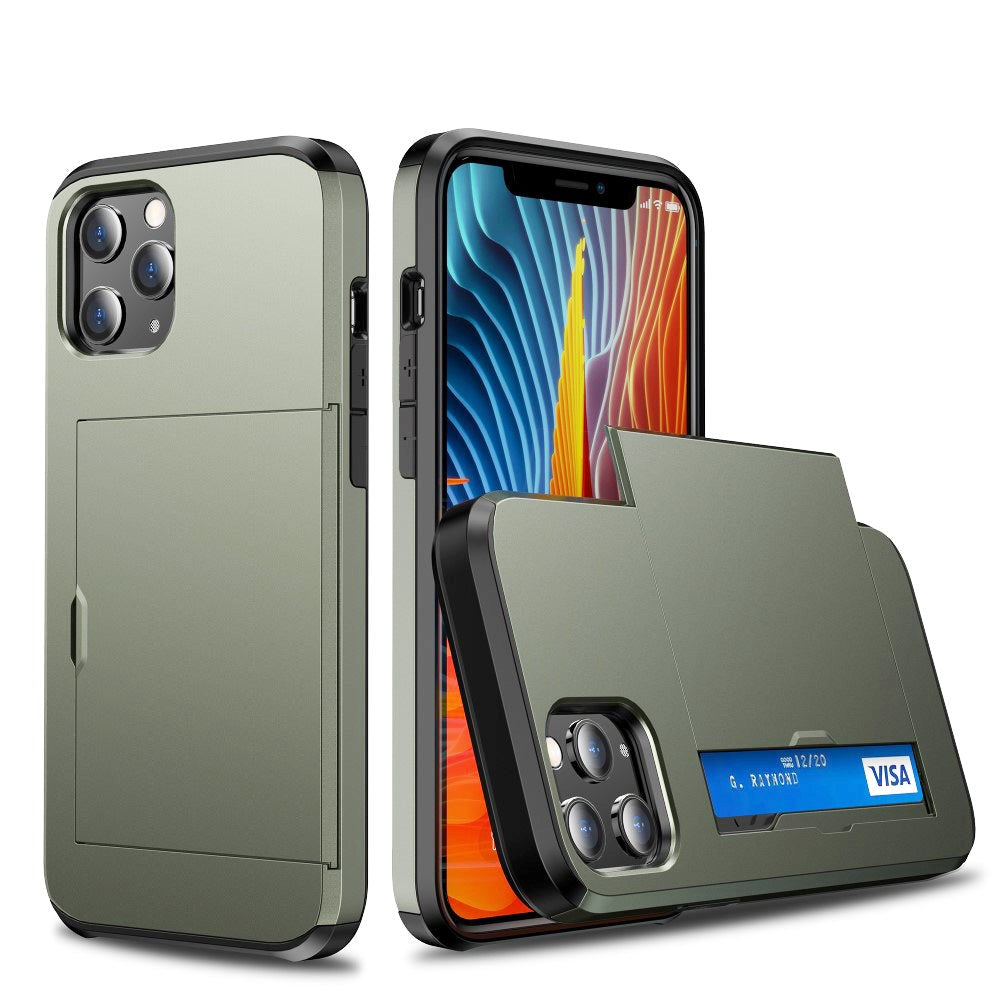 iPhone 12 / 12 Pro Craftsman-deksel m. Kortholder - Grønn