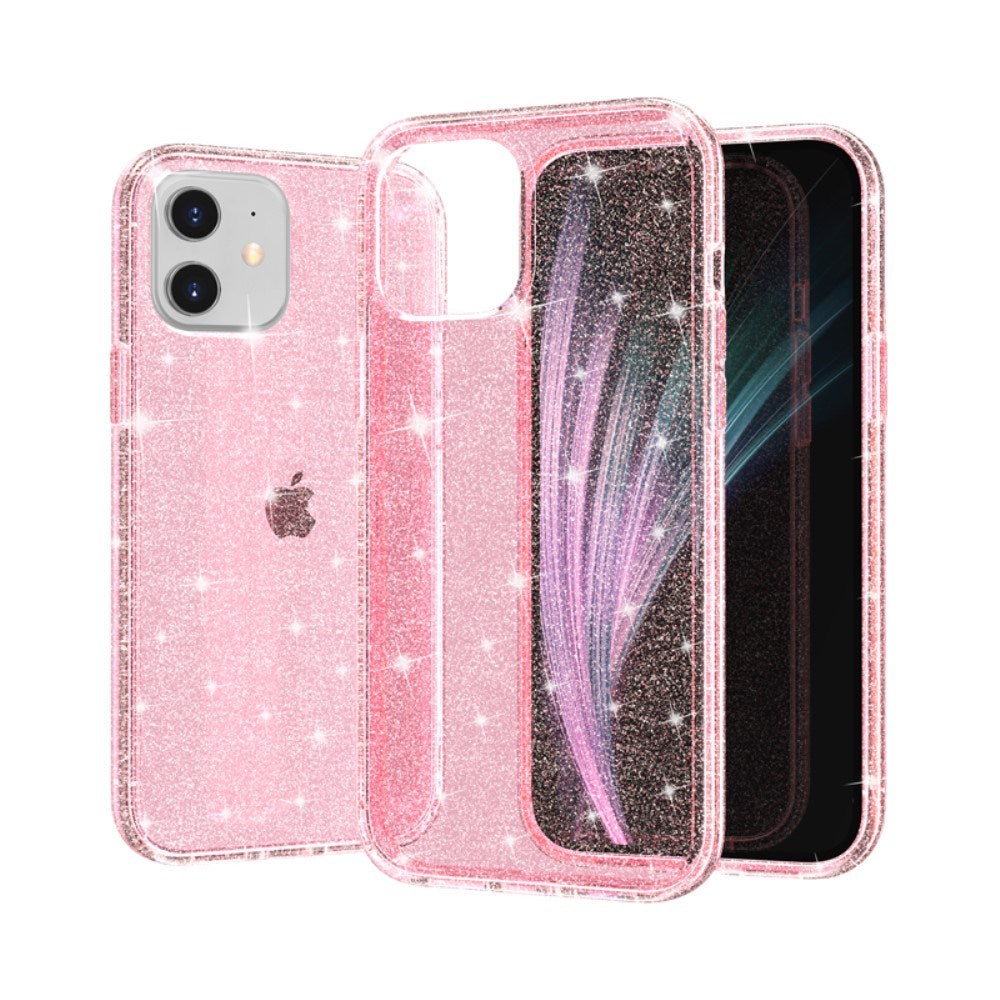 iPhone 12 Mini Cover m. Glimmer - Gennemsigtig / Pink