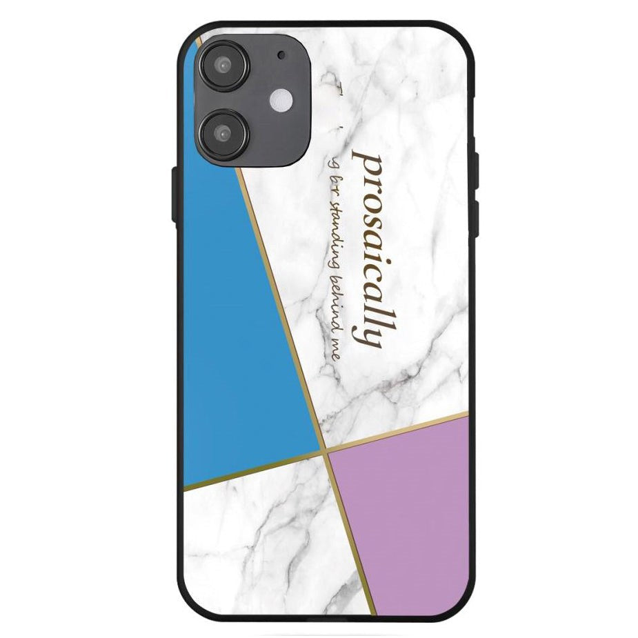 iPhone 12 Mini-deksel med trykk - Geometri - Rosa / Blå / Hvit marmor