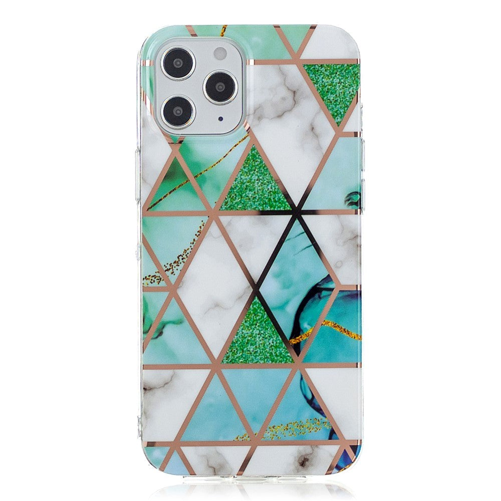 iPhone 12 Pro Max Plast Cover - Blå / Hvid Marmor