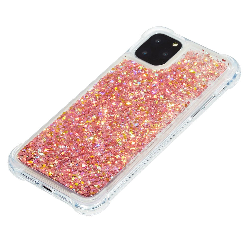 iPhone 12 Mini plastdeksel m. Glitter - Gjennomsiktig / Rosa