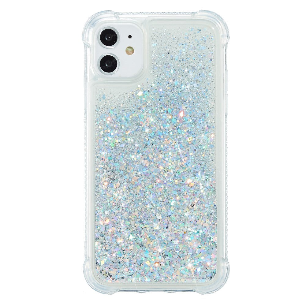 iPhone 12 / 12 Pro plastdeksel m. Glitter - Gjennomsiktig / Sølv