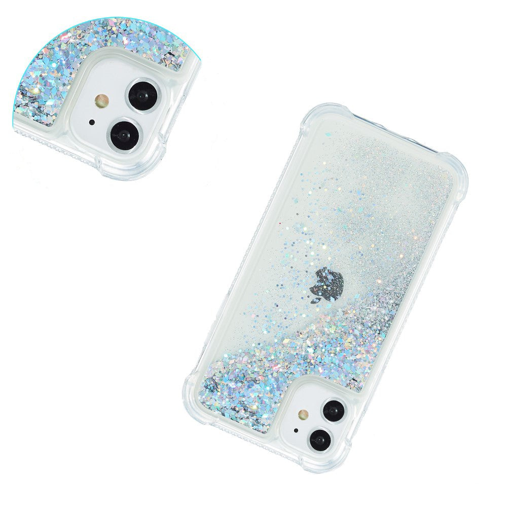 iPhone 12 / 12 Pro plastdeksel m. Glitter - Gjennomsiktig / Sølv