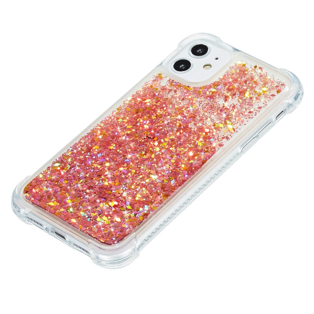 iPhone 12 / 12 Pro plastdeksel m. Glitter - Gjennomsiktig / oransje