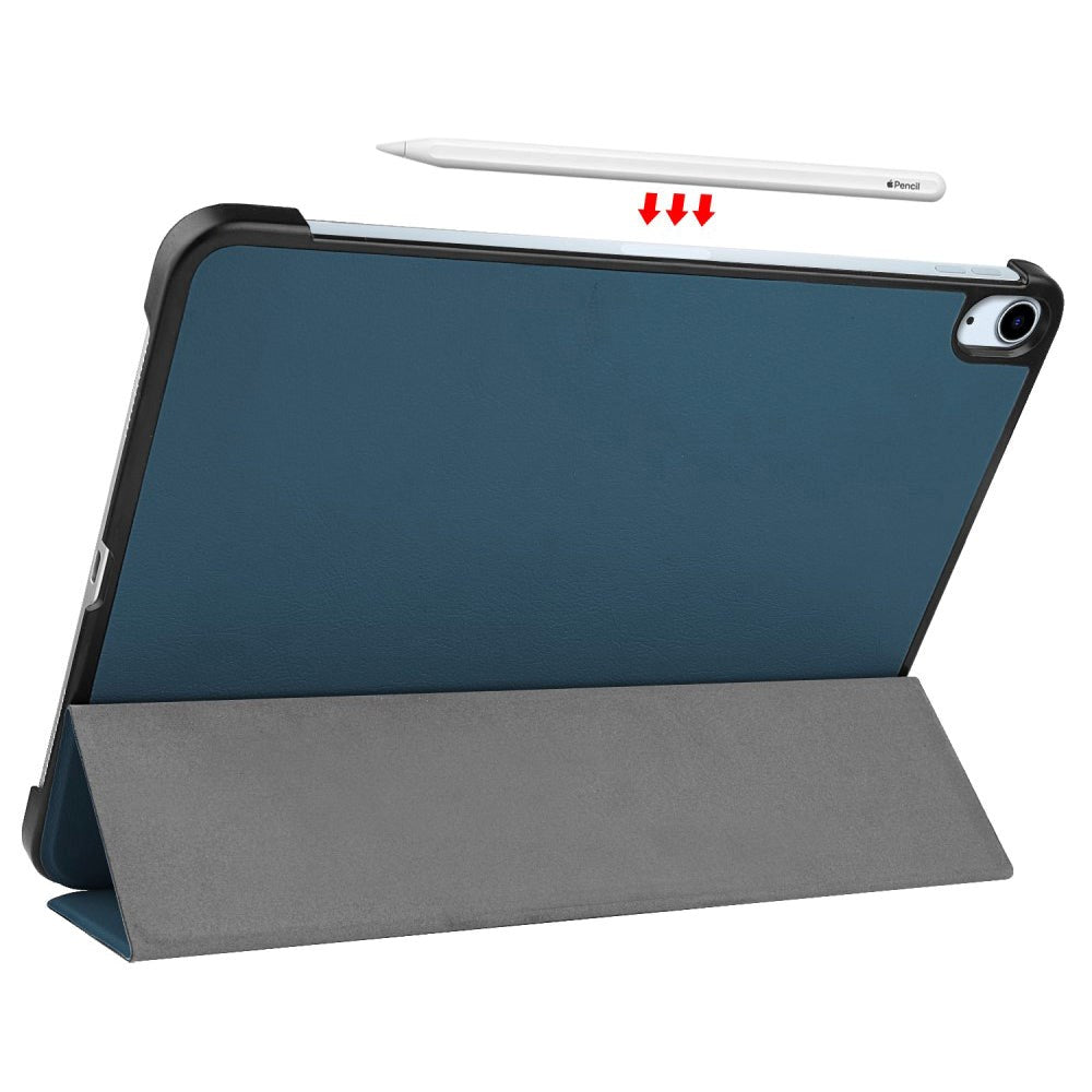 EIDERWOOD iPad Air 10,9-11" (2025-2020) Flip-deksel i skinn m. Stylus-pennholder og tri-fold - blå/grønn