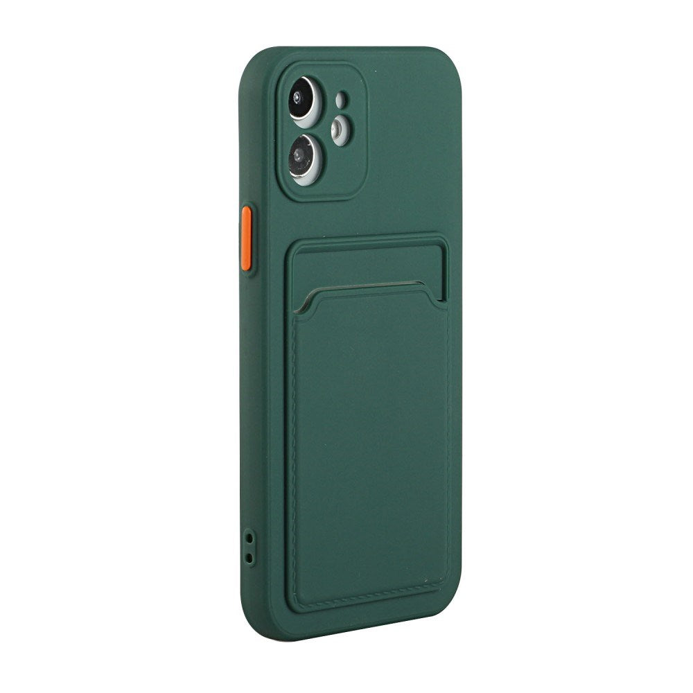 iPhone 12 Mini - EIDERWOOD Fleksibelt Plastik Cover m. Kortholder - Grøn