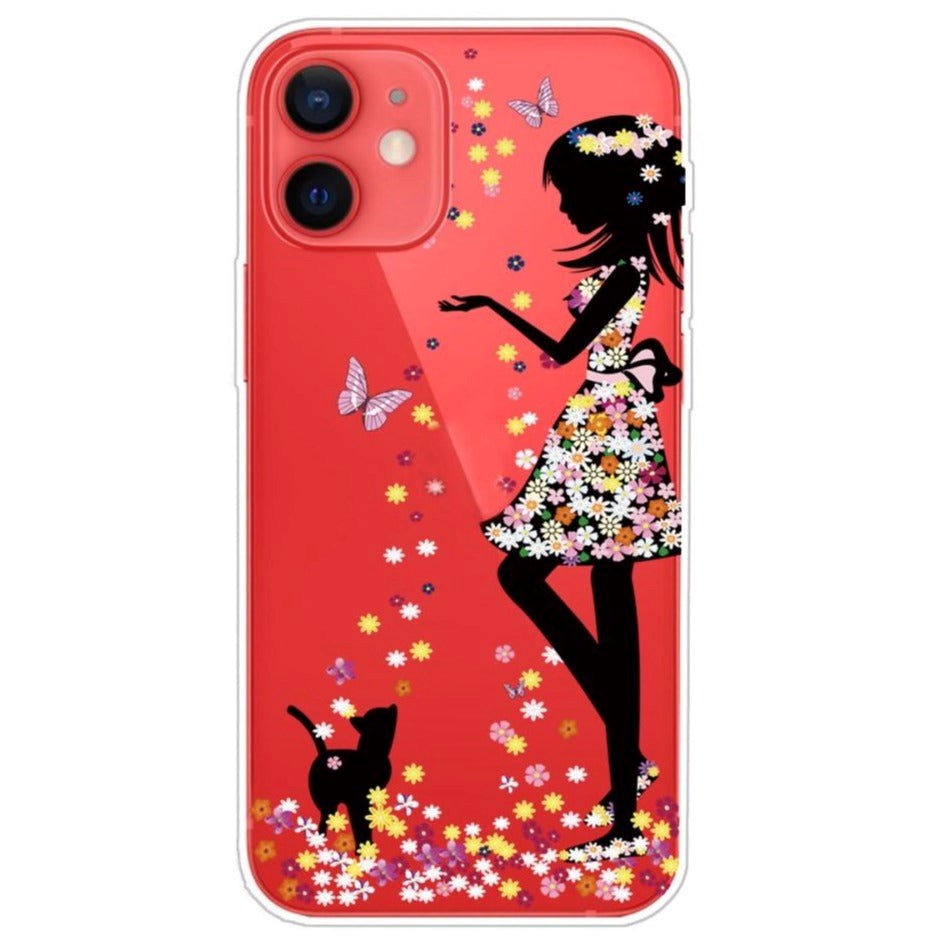 iPhone 13 Fleksibel Plastik Bagside Cover - Blomsterpige