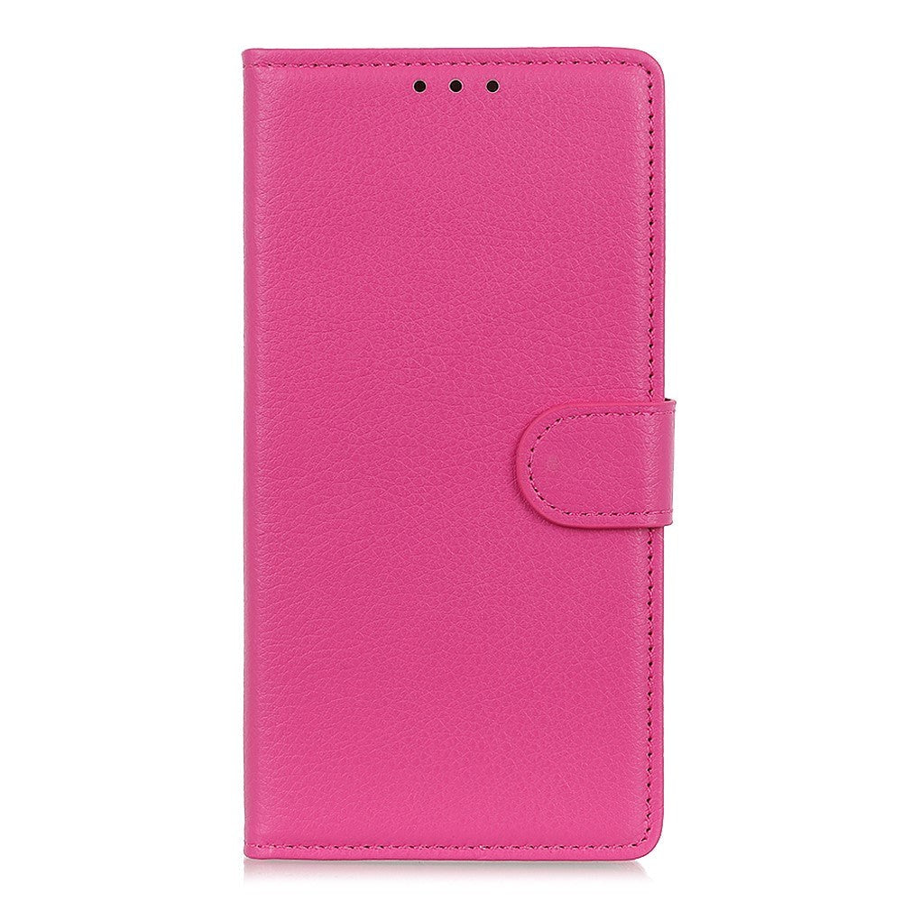 iPhone 13 Mini Litchi Læder Flip Cover m. Pung & Ståfunktion - Lyserød