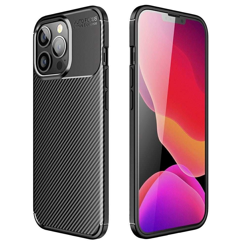 iPhone 13 Pro Carbon Fiber fleksibelt plastdeksel - svart
