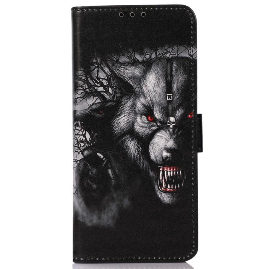 iPhone 13 Pro Max Leather Flip Cover m. Kortholder - Wolf