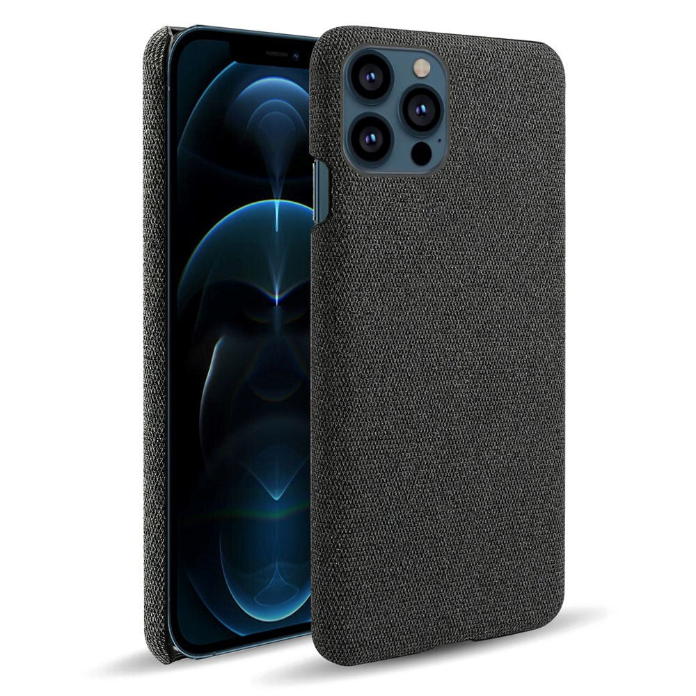 iPhone 13 Pro Max KSQ Fabric Plastic Bakdeksel - Svart