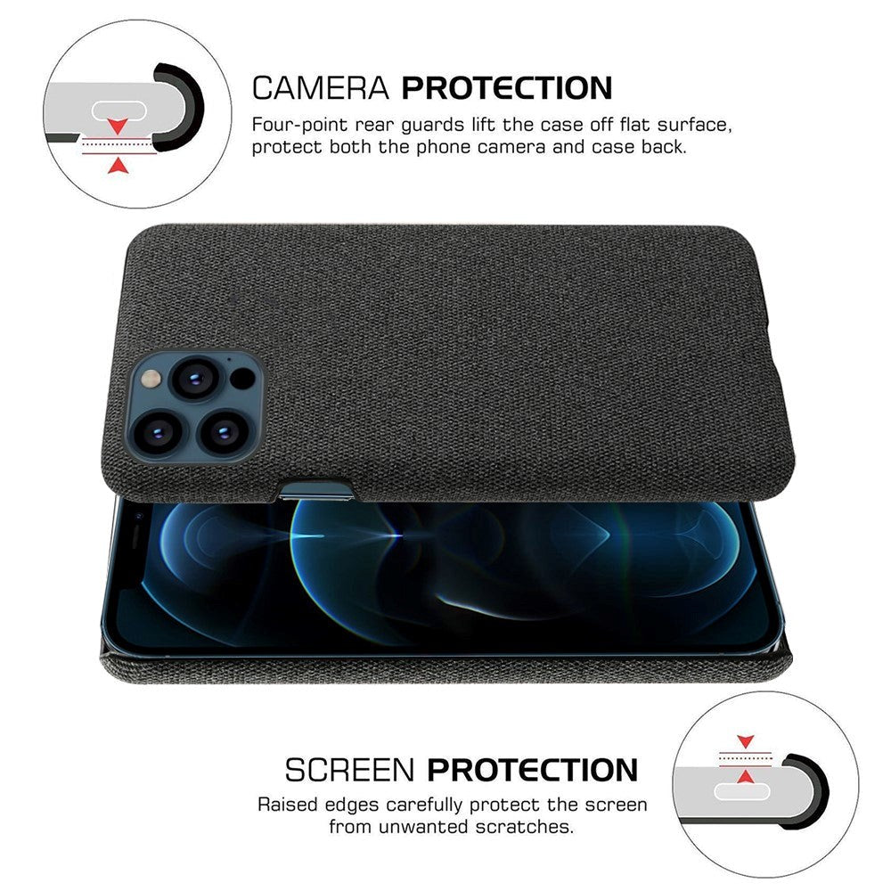 iPhone 13 Pro Max KSQ Fabric Plastic Bakdeksel - Svart