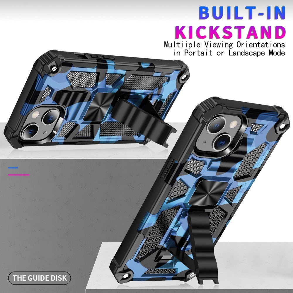 iPhone 13 Camouflage Håndværker Bagside Cover m. Kickstand - Mørkeblå