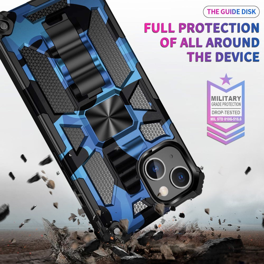 iPhone 13 Camouflage Håndværker Bagside Cover m. Kickstand - Mørkeblå