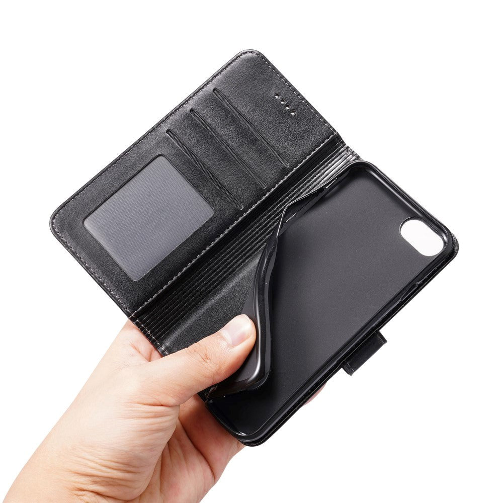 iPhone SE (2022 / 2020) / 8 / 7 Flip Cover m. Lommebok - Vertikal søm - Svart