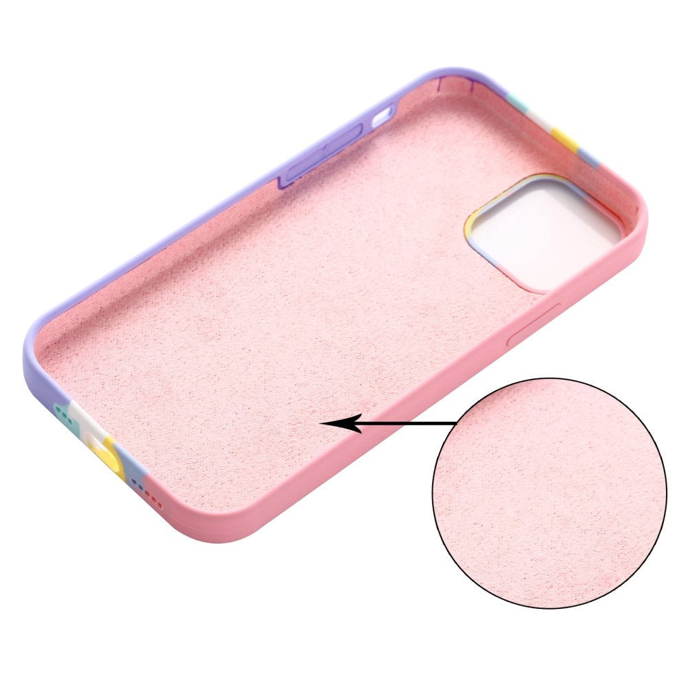 iPhone 13 Fleksibel Silikone Bagside Cover - Regnbue - Pink