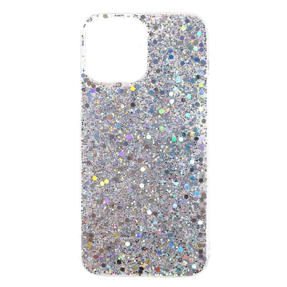 iPhone 13 Mini Glitter Bagside Cover - Sølv