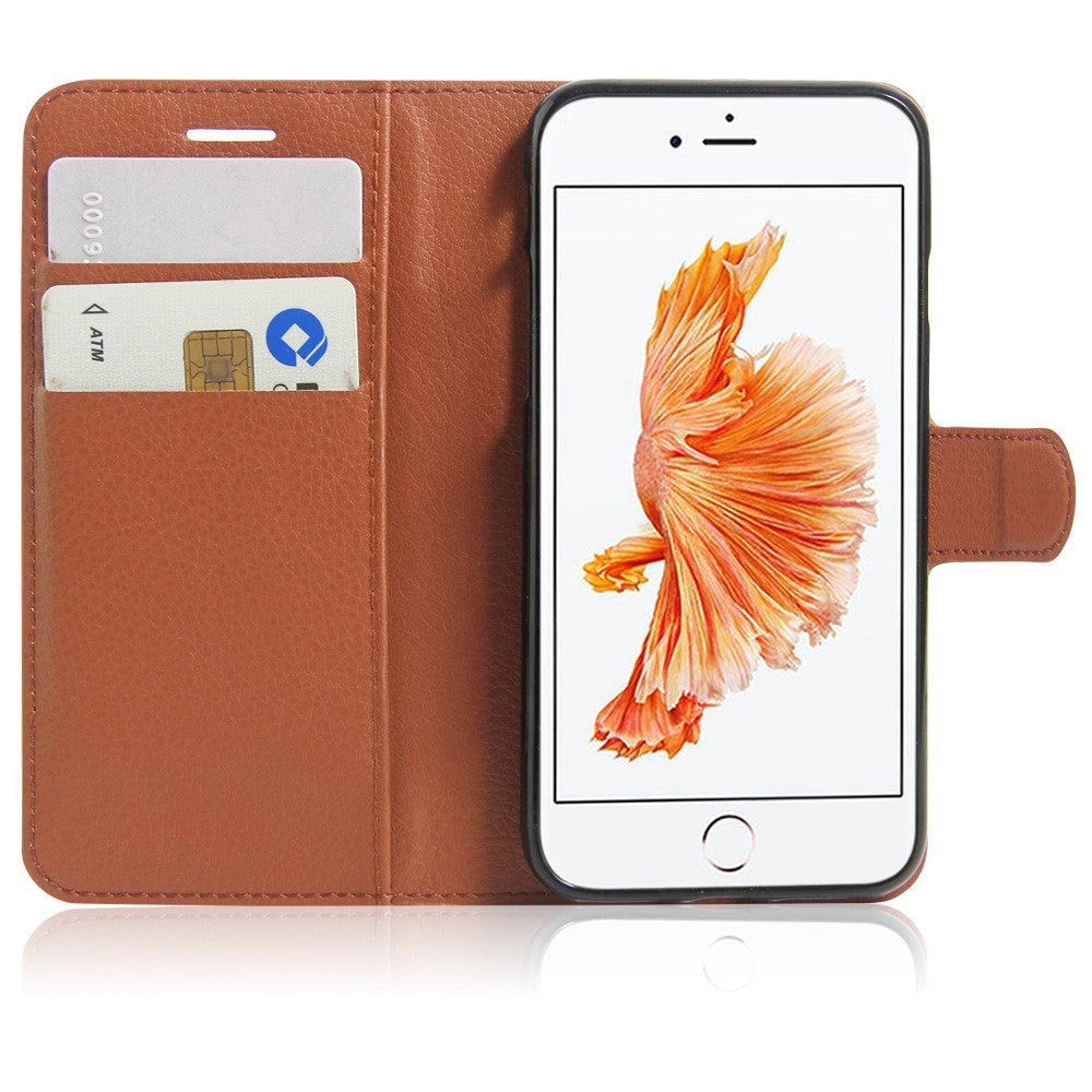 Apple iPhone SE (2022/2020)/8/7 Litchi FlipCover m. Kortholder - Brun