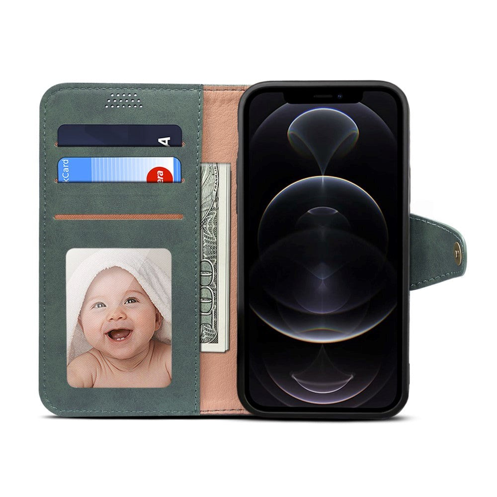 iPhone 13 Faux Leather Flip Cover m. Lommebok - Grønn