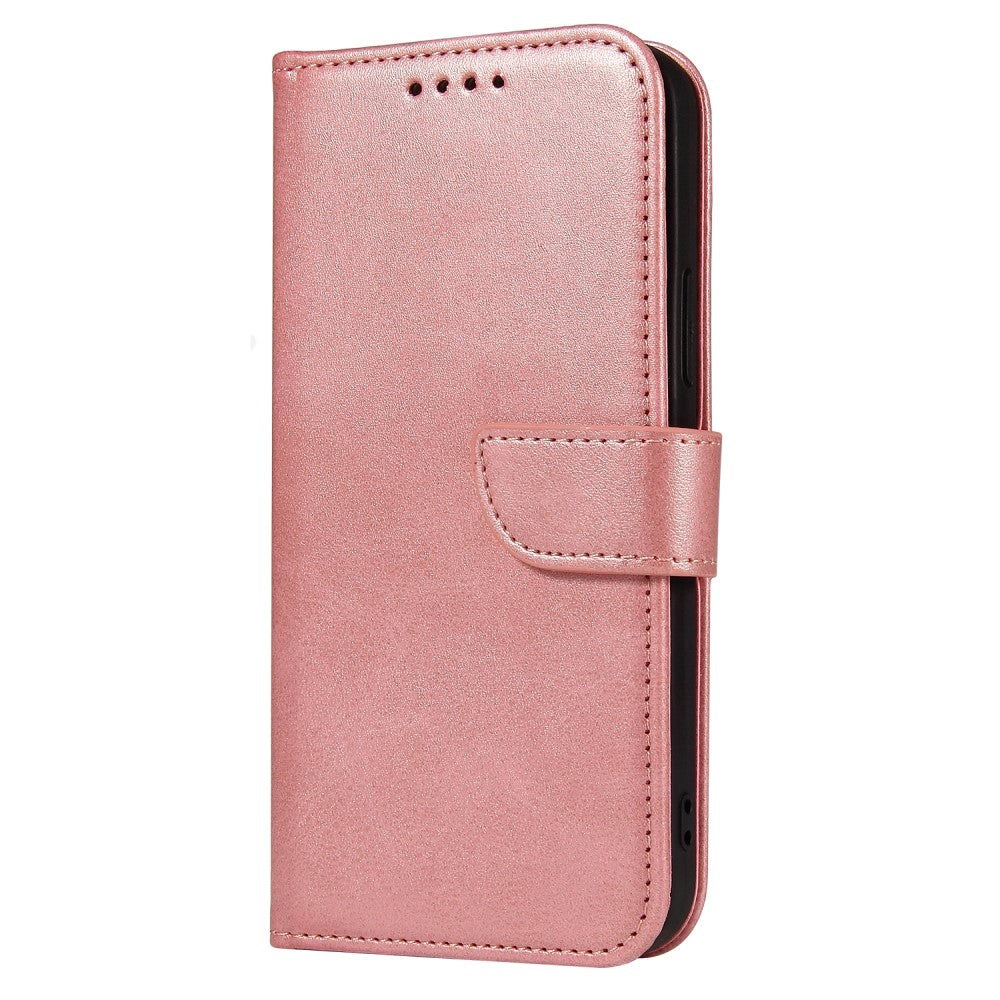 iPhone 13 Leather Flip Cover m. Lommebok og magnetisk lukking - Rose gull