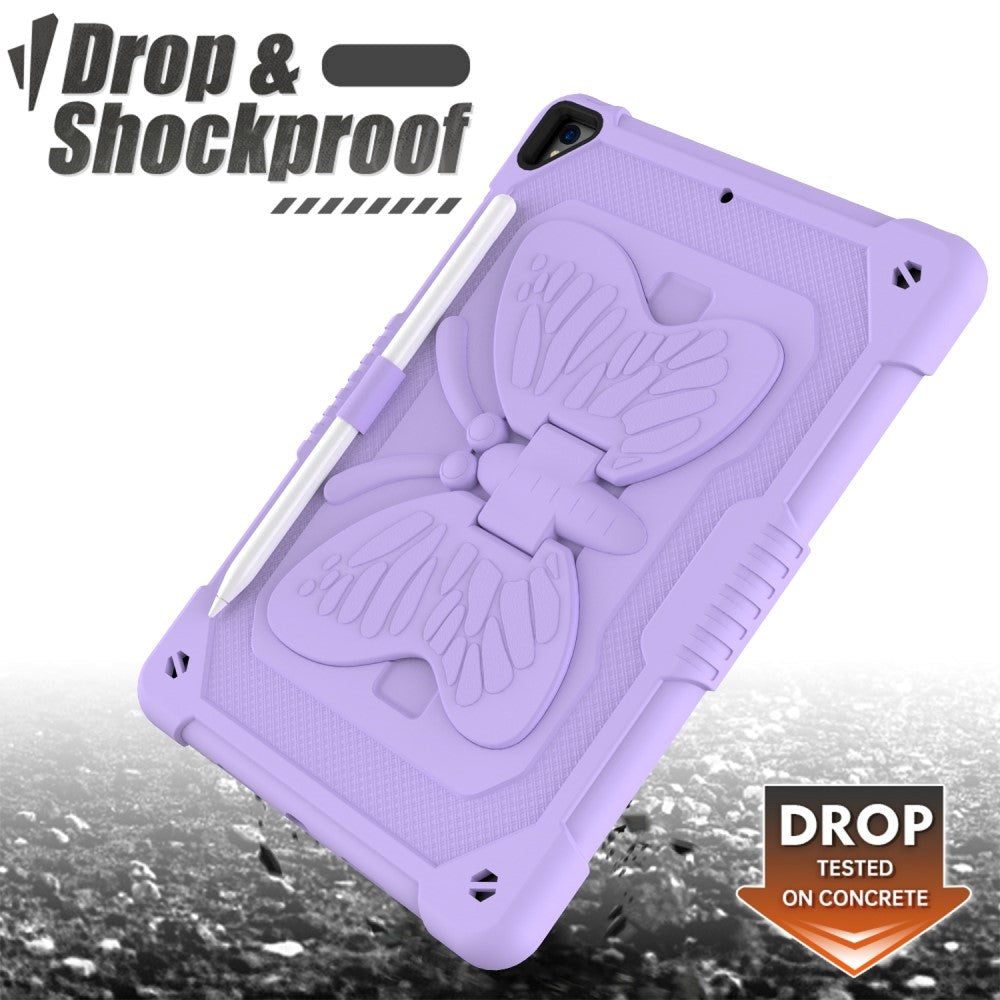 iPad 10,2" (2021 / 2020 / 2019) Butterfly Kickstand Kids Case - Lilla