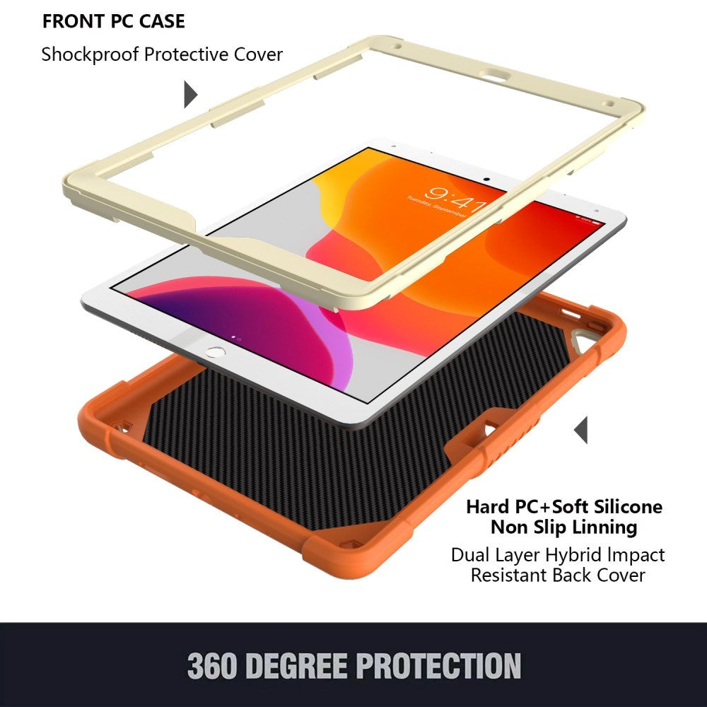 iPad 10,2" (2021 / 2020 / 2019) Butterfly Kickstand Kids Case - oransje og grå